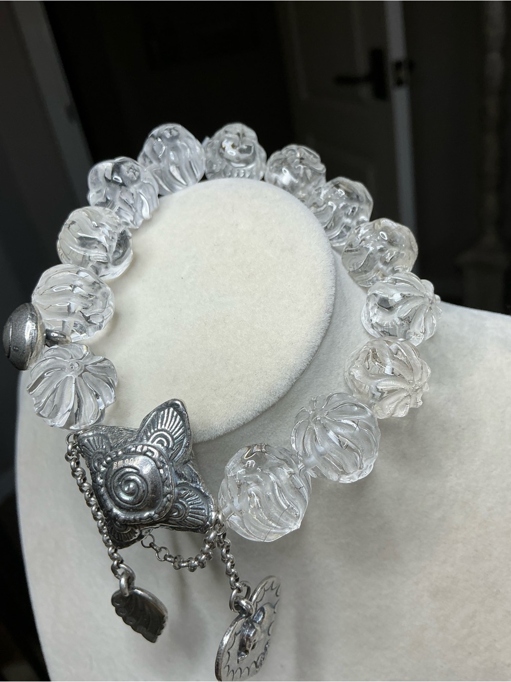 Nine Tail Fox Clear Quartz Gold Rutile Beads with 999 Silver Star Accent - Picture 2 of 9